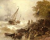 Hafeneinfahrt Bei Rauher See by Andreas Achenbach
